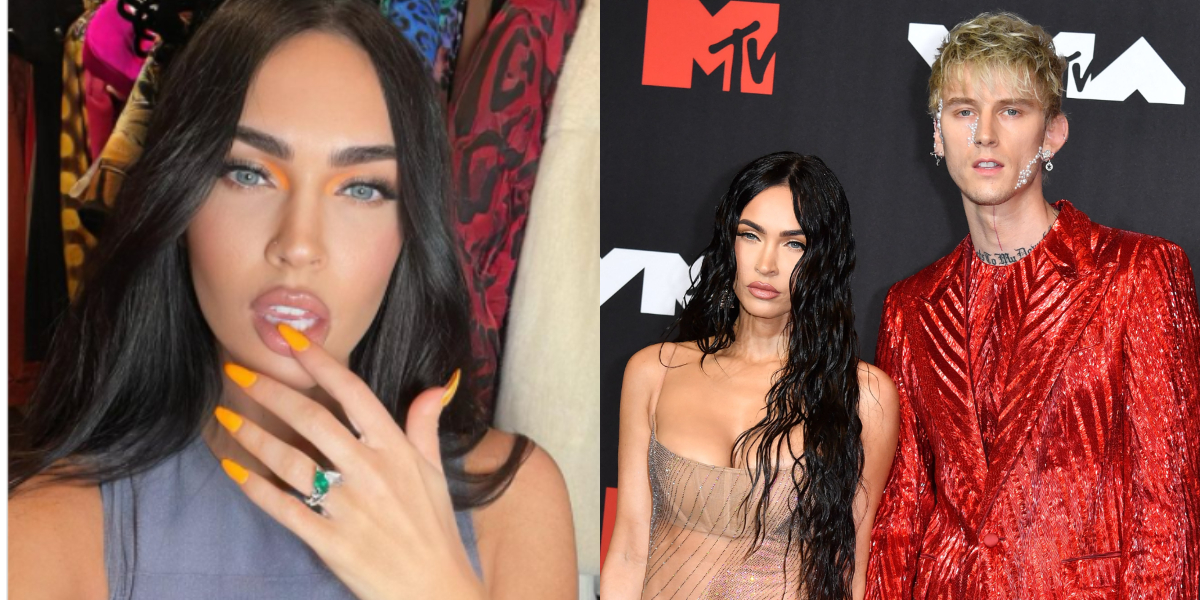 Megan Fox shows off her engagement ring with glam