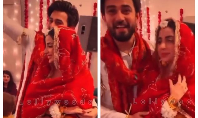 Saboor Aly, Ali Ansari set internet ablaze with their dance moves on Mayoun ceremony