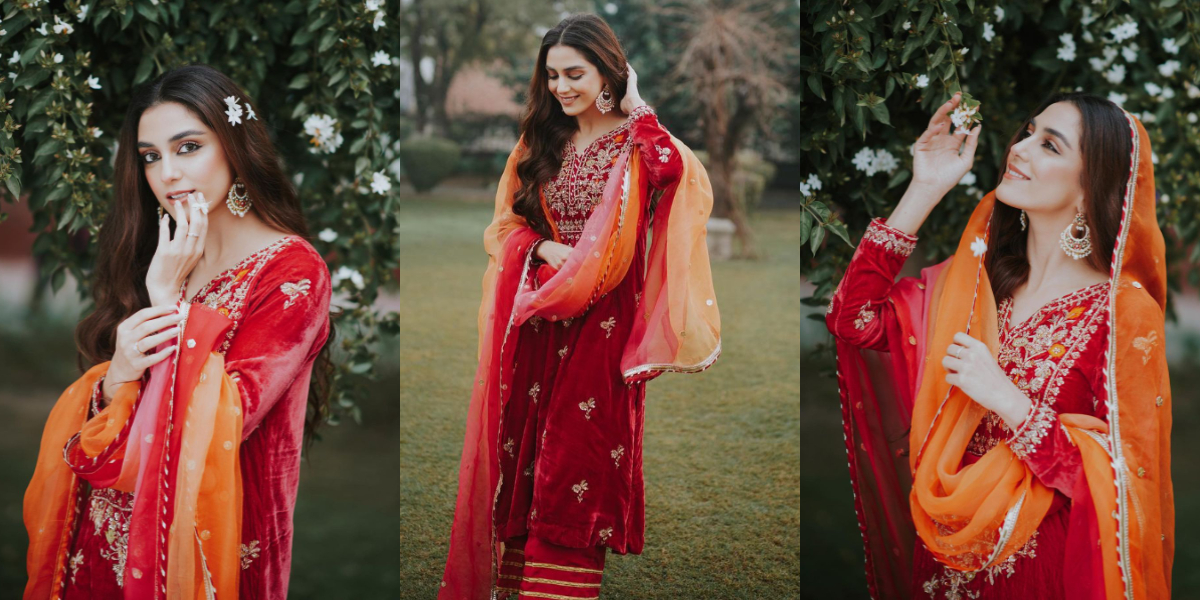 Maya Ali shines in a desi-red outfit!