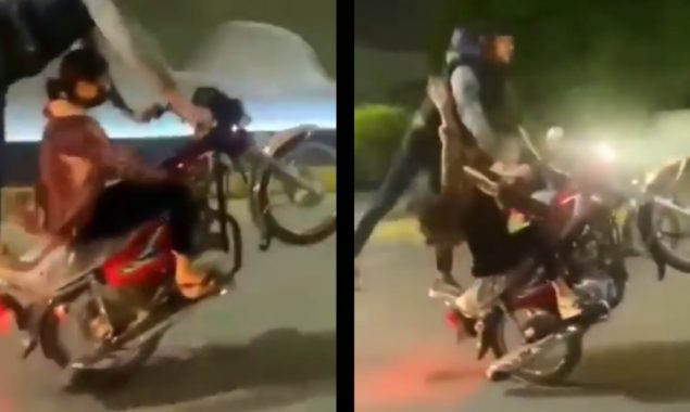 A couple one wheeling video goes viral in Lahore, watch video