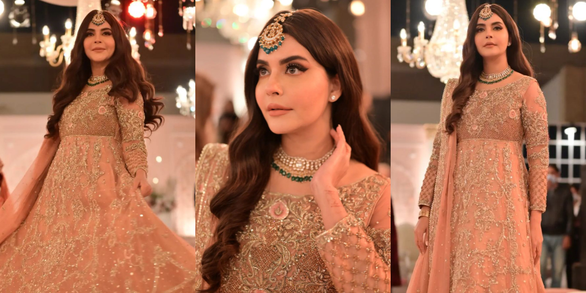 Nida Yasir looks magnificent in glamorous peach attire 