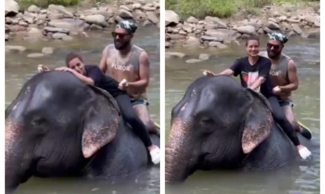 Iqra Aziz and Yasir Hussain Riding an Elephant – WATCH VIDEO
