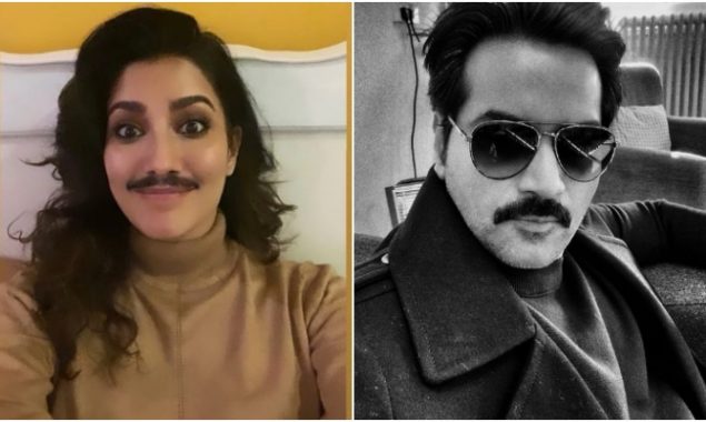Mehwish Hayat sports a mustache to support Humayun Saeed