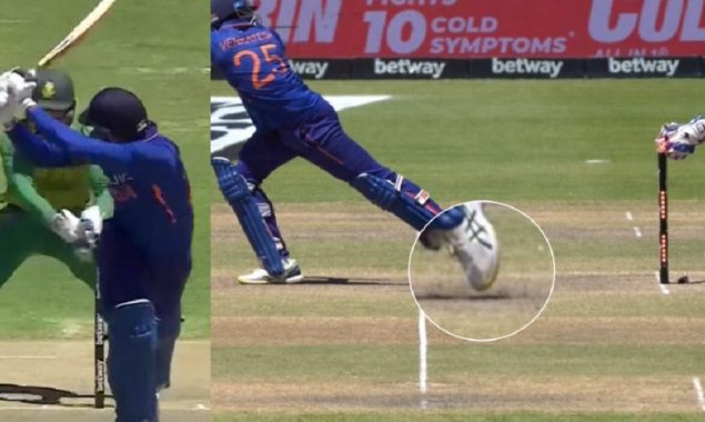 Quinton De Kock stumps Venkatesh Iyer down the leg side with quick hands, watch