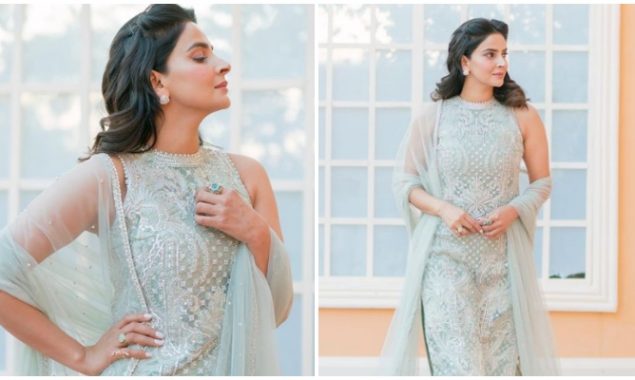 Saba Qamar flaunts her look in Faraz Manan