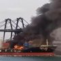 Foreign cargo ship catches fire at Karachi Port