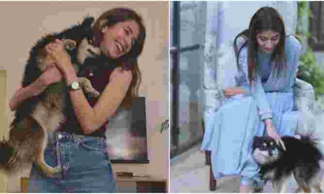 Syra Yousuf caught on camera patting her fur baby