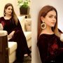 Sumbul Iqbal dazzles in a regal maroon saree, in her latest photographs.