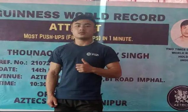 Manipur guy sets the record by 109 Finger Tip Push-ups in One Minute