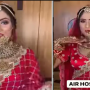 Air hostess bride in wedding lehenga nails the pre-flight safety