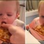 Watch a toddler try pizza first time, her reaction is priceless
