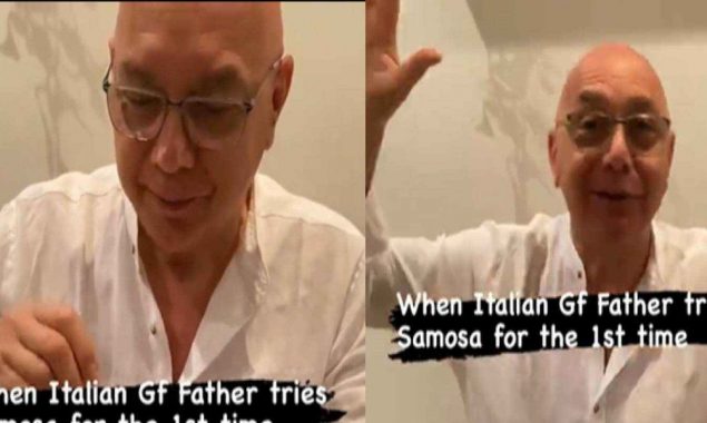 Italian man’s hilarious reaction when he tries samosa for the first time