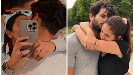 Mira Rajput puts her arms around Shahid Kapoor and kisses him