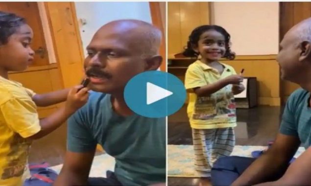 Watch: Little girl puts lipstick on her IPS dad goes viral