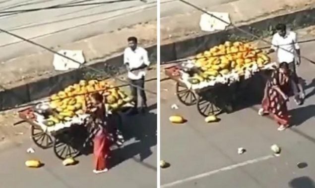 Watch: An angry woman throws fruits from vendor’s cart