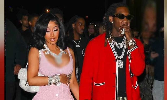 Cardi B shows off her killer curves in a gorgeous woollen gown as she attends Drake’s concert with Offset.