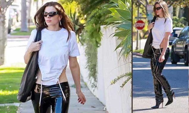 Julia Fox comes out in a cutaway top and figure-hugging leggings to look for a new man after her break-up from Kanye West