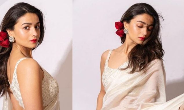 Alia Bhatt is an epitome of elegance in this white silk saree