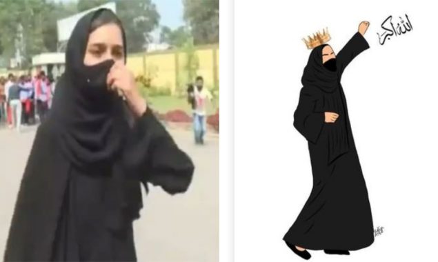 Burka-clad student in India