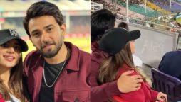 Newlyweds Saboor Aly and Ali Ansari enjoy PSL at National Stadium