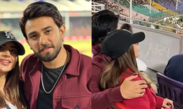 Newlyweds Saboor Aly and Ali Ansari enjoy PSL at National Stadium