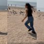 Watch Shehnaaz Gill looks happy as she runs after pigeons on beach