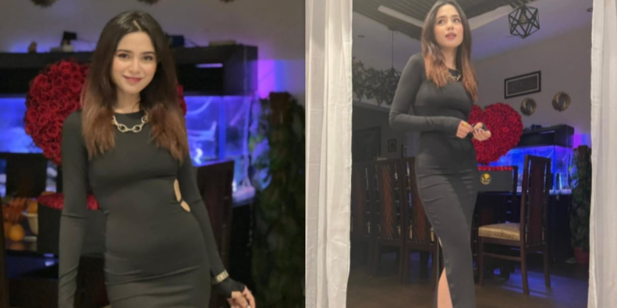 Aima Baig slays in a black ribbed cut-out midi bodycon