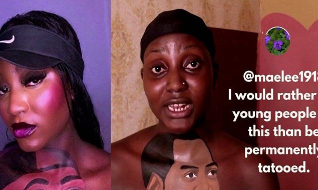 Nigerian artist uses her body as a canvas to create portraits