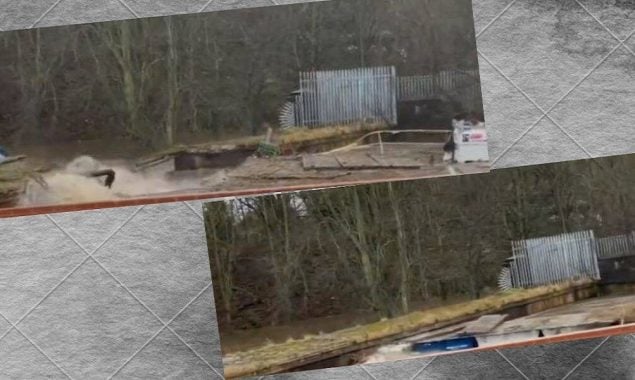 Watch Video: Bridge in the UK swept away after a storm.