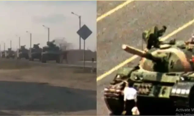 Watch Video: Ukrainian ‘Tank Man’ Tries To Block Russian Military Convoy 