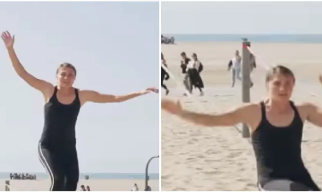 Woman sets Guinness World Record by jumping on a rope in high heels