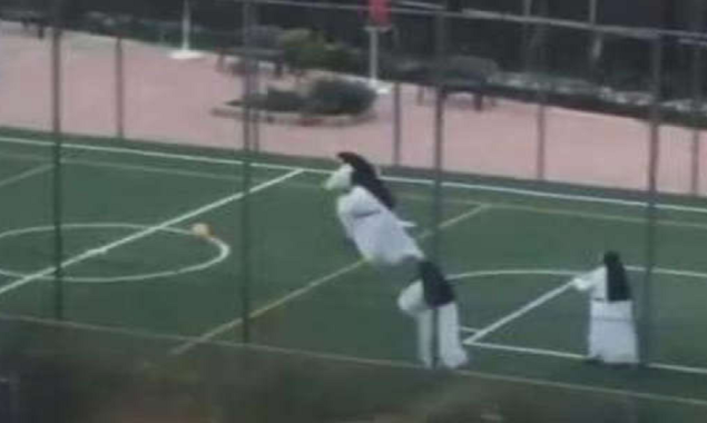 Netizens admire a video of nuns playing football