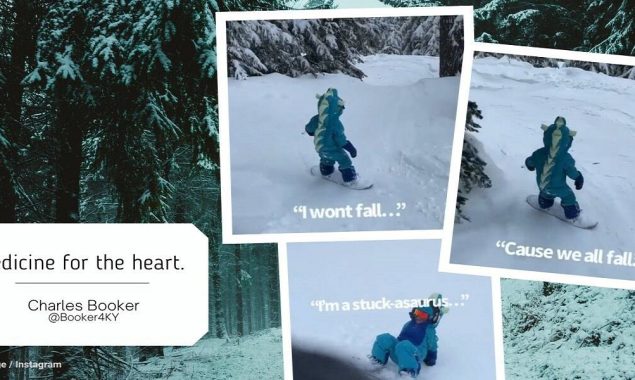 Inspirational Video: A little girl motivates herself while she snowboards
