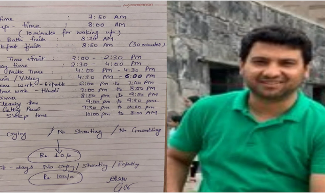 Dad and his 6-year-old son sign an ‘agreement’ for his daily routine