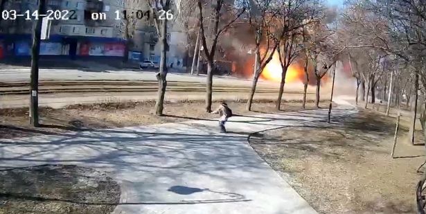 Terrifying: Russian missile explodes into a fireball in the middle of the street