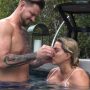 Carl Woods pops Katie Price’s spots for her while they relax in the pool on their Thailand vacation