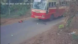 Watch Video: A young boy narrowly avoids death by avoiding a speeding bus