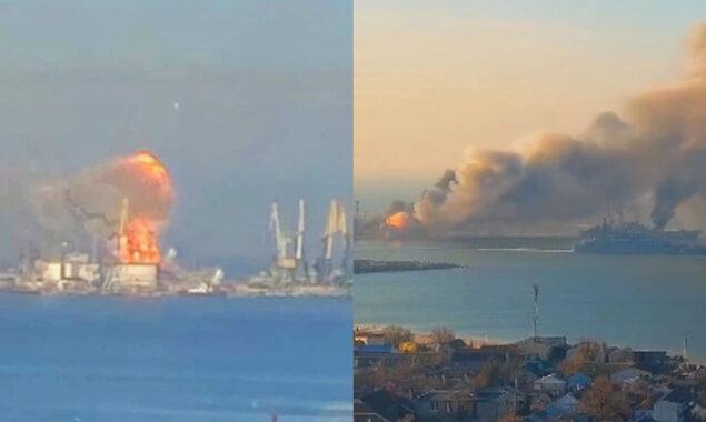 Russian ship destroyed in Ukrainian port