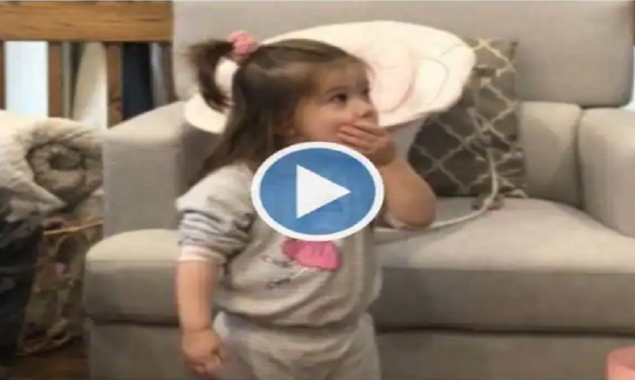 Little girl’s shock reaction after seeing dinosaurs for the first time on TV