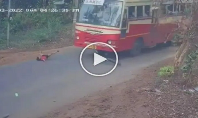 Kerala boy escapes death when a bus crushes his bicycle