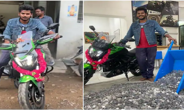 Viral: A guy buys a Rs 2.6 lakh bike with re 1 coins in Tamil Nadu