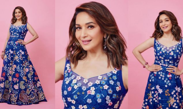Madhuri Dixit wins hearts in a floral embroidered blue gown