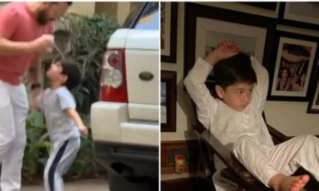 Angry Taimur kicks father Saif Ali Khan in a cute video