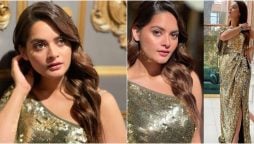 Minal Khan turns up the heat in a gold shimmery gown