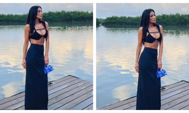 Nicole Scherzinger steals the show in a busty black bralet and matching skirt at Jacquemus’ beachside fashion show in Hawaii