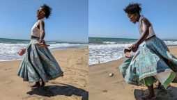 Hollywood actor Lupita Nyong’o celebrates her birthday at Karachi beach