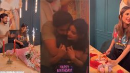 WATCH: Ali Ansari gave a midnight birthday surprise to wife Saboor Aly
