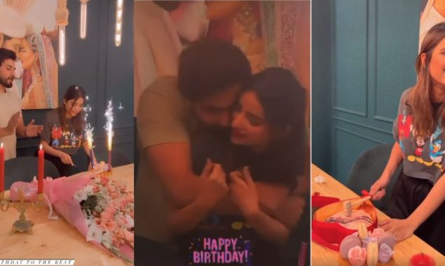 WATCH: Ali Ansari gave a midnight birthday surprise to Saboor Aly