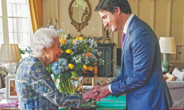 Queen greets Trudeau