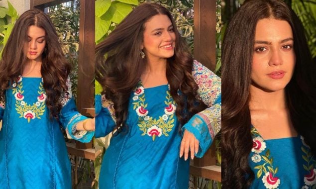 Zara Noor Abbas looks gorgeous in her blue outfit